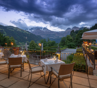 Aussicht von der Terrasse des Restaurants Oh de Vie