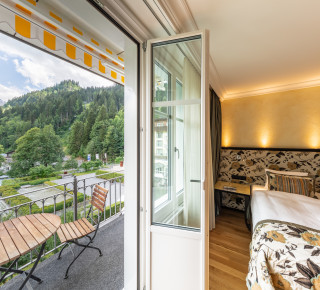 Ansicht vom Balkon eines Premium Doppelzimmers