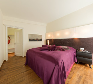 Ansicht des Schlafzimmers der Luxury Panorama Spa Suite
